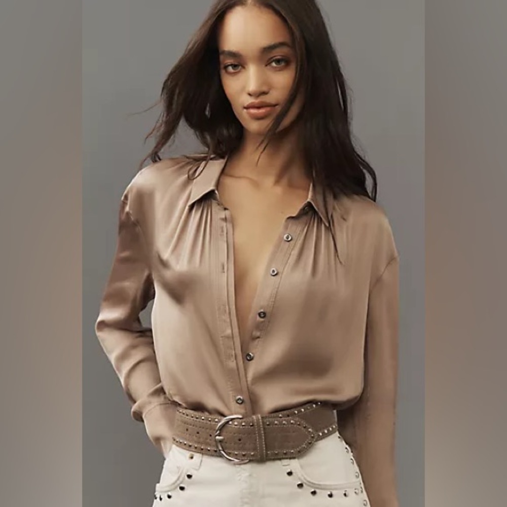 Anthropologie velvety femme button down shirt